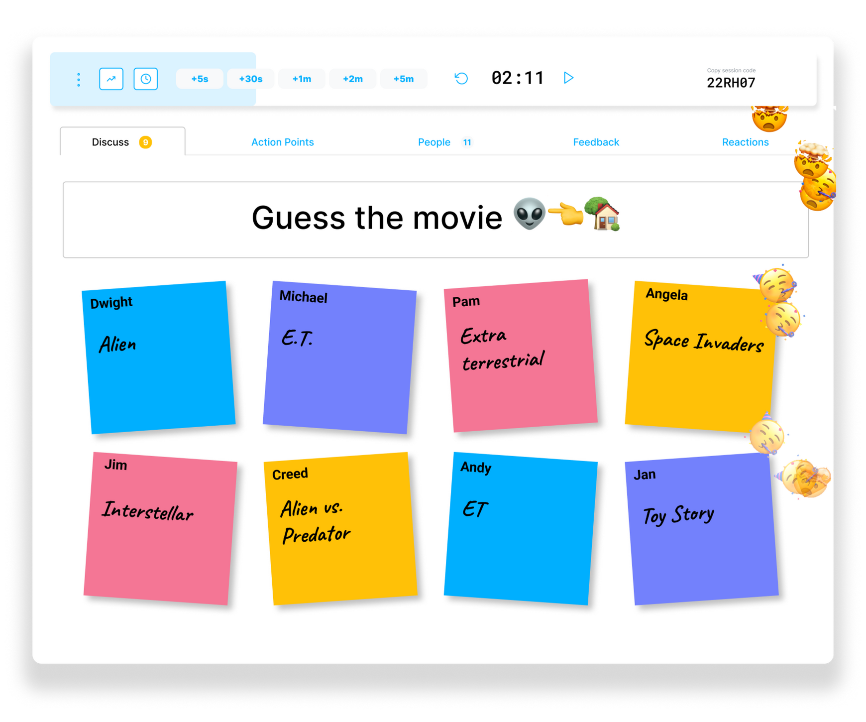 Quiz game related to movies with sticky notes